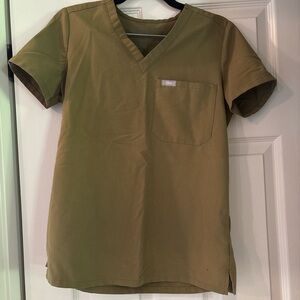 FIGS Khaki V-Neck Scrub Top